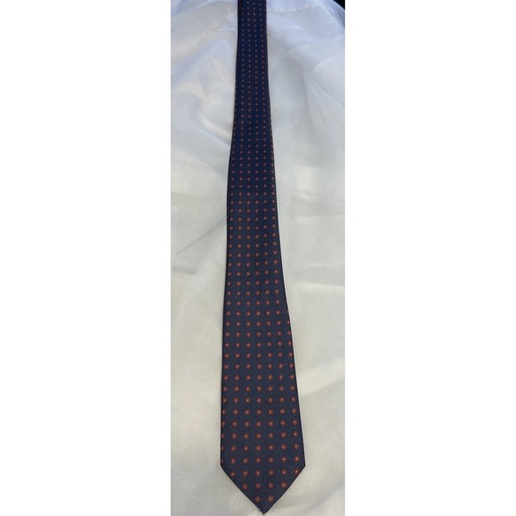 Men's Tie Italian Handmade 100% Silk Blue Red Patriotic Colors - Picture 3 of 5